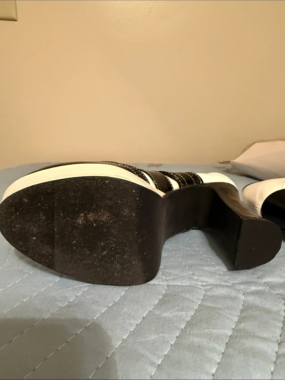 Spirit Black and White Platform Lace-Up Heels